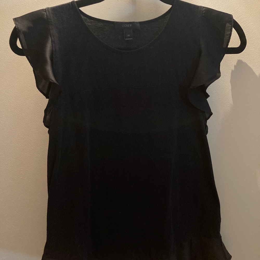 Black J. Crew Top with Silk Sleeves
